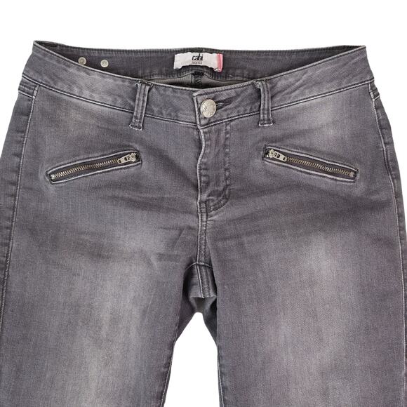 Cabi Jeans Women 6 Style 5167 Graphite Zip Skinny Stretch Gray Moto Zip Pockets - Picture 3 of 11